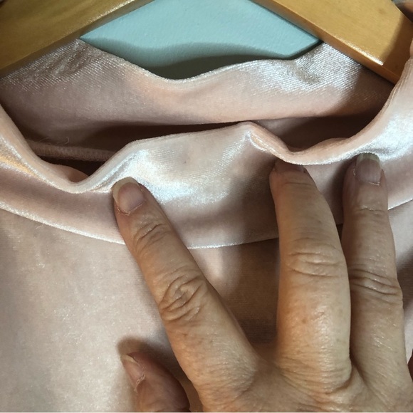 Anthropologie Rose Velvet Mock Neck Shirt. Size small. - Picture 8 of 11